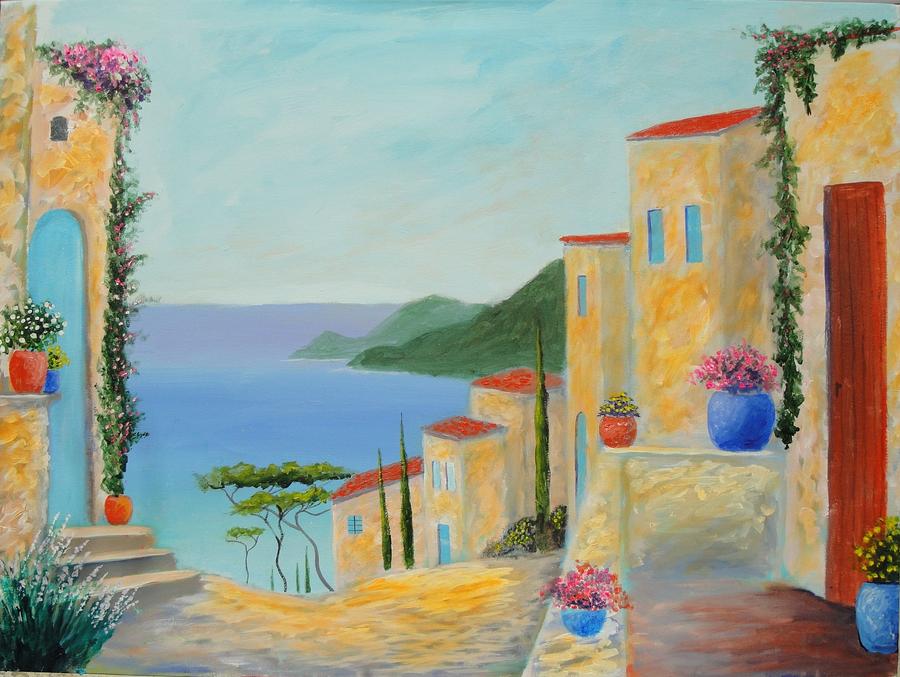 Mediterranean Haven Painting by Larry Cirigliano