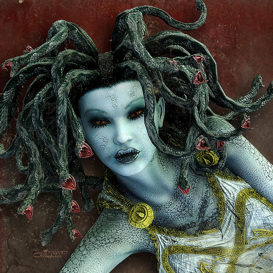 Medusa Digital Art by Jutta Maria Pusl