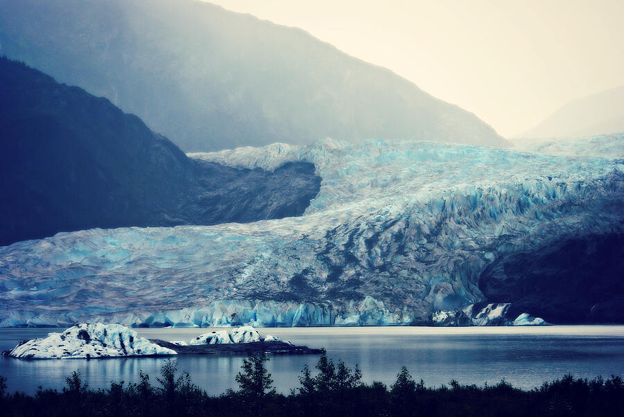 Mendenhall Glacier on a Foggy Morning Photograph by Marilyn Wilson