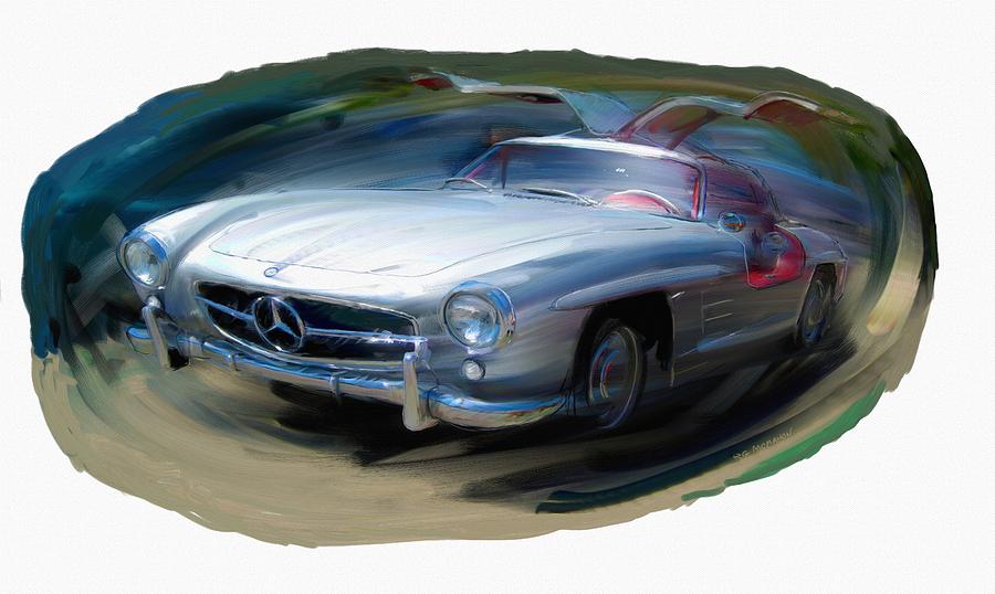 Car Digital Art - Mercedes Gullwing by RG McMahon
