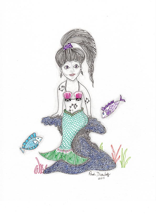 Mermaid Under the Sea Drawing by Paula Dickerhoff Fine Art America