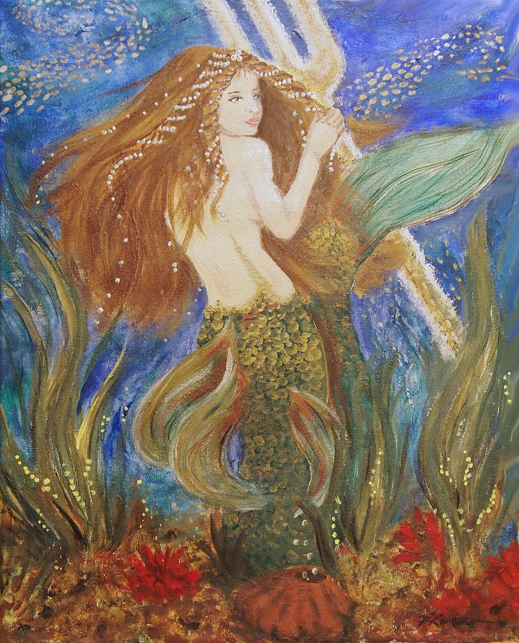 Mermaid's Trident Quest Painting By Veronica Zimmerman 