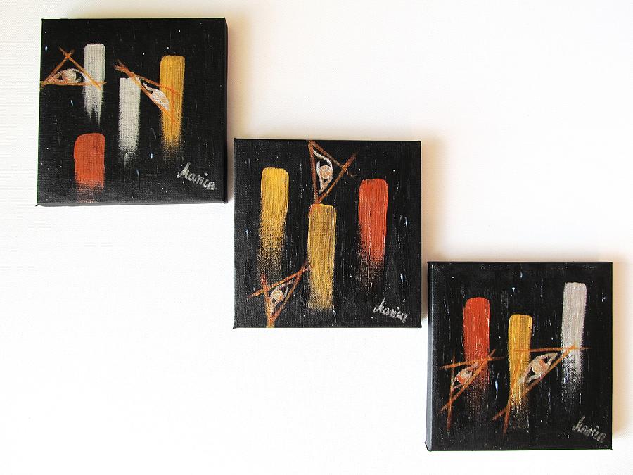 Message from the Future - Set of 3 Painting by Marianna Mills