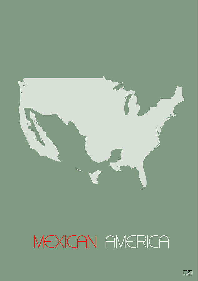 Map Digital Art - Mexican America Poster by Naxart Studio