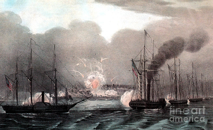 Currier And Ives Photograph - Mexican-american War, Naval Bombardment by Photo Researchers