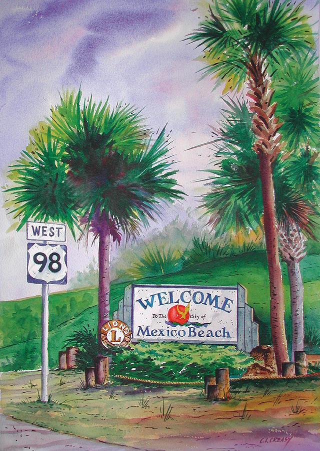 Mexico Beach sign on 98 Painting by Chuck Creasy