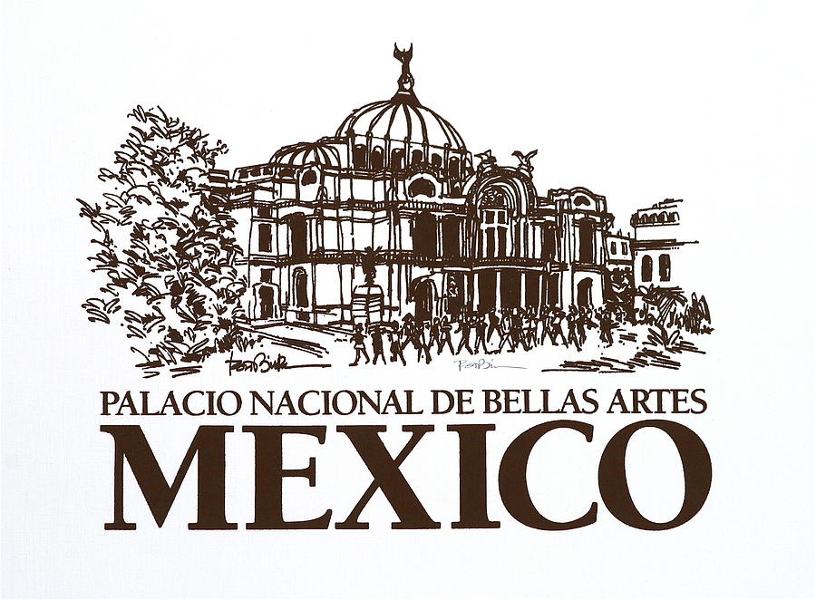 Architecture. Mexico City - Palace of Fine Art Drawing by Robert Birkenes