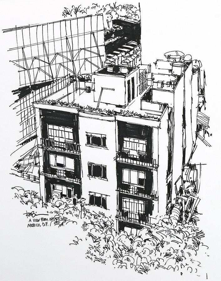 Mexico City Apartment View Drawing by Robert Birkenes