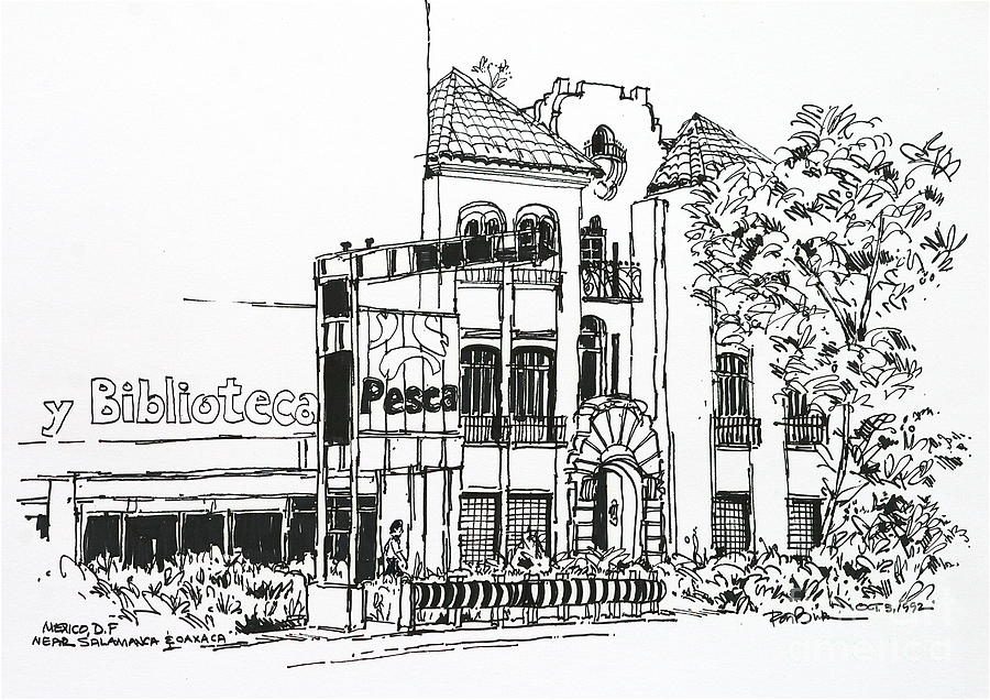 Mexico City Zona Rosa Biblioteca Store Drawing by Robert Birkenes