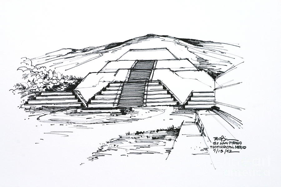 Mexico Teotihuacan Moon Pyramid Drawing by Robert Birkenes Pixels