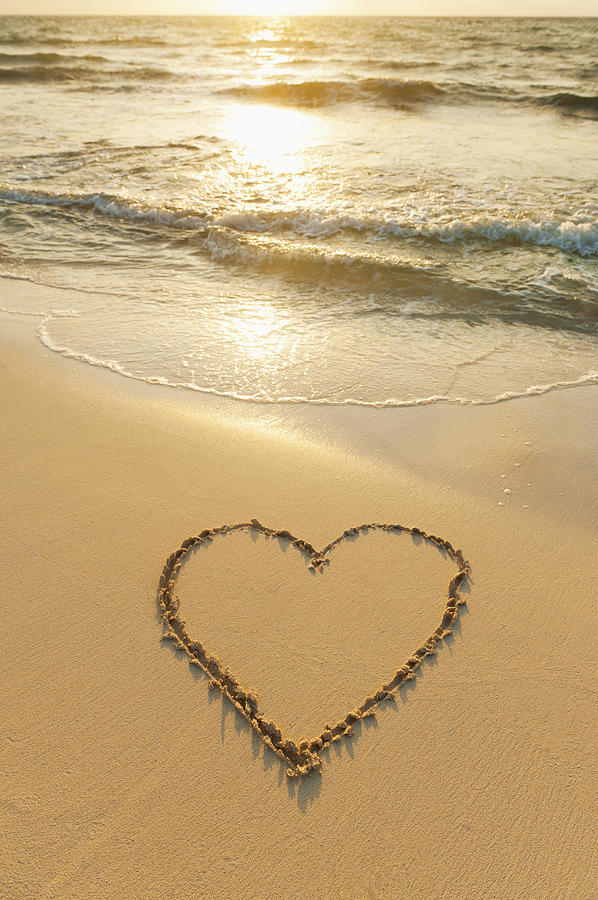 Mexico, Yucatan, Heart Drawn In Sand On Beach Photograph by Tetra Images