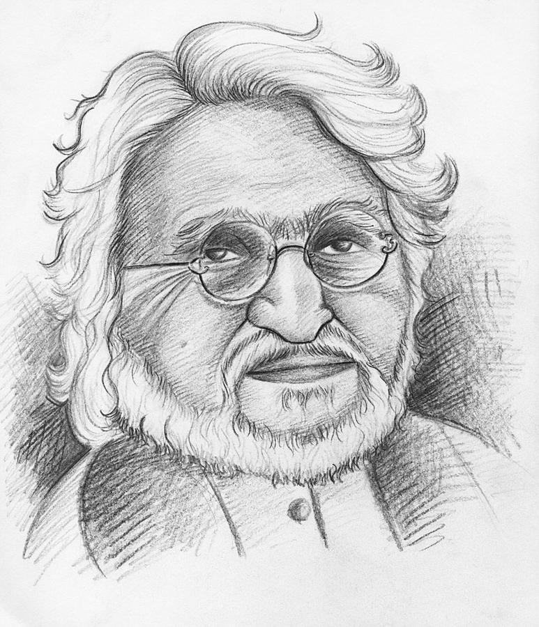Colourless  Pencil Sketch of  MF Hussain  Made by me  the Picasso  of India  Facebook