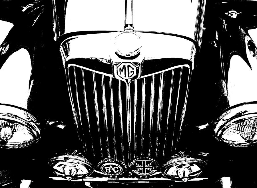 Mg Photograph - MG Grill Black and White by Nick Kloepping