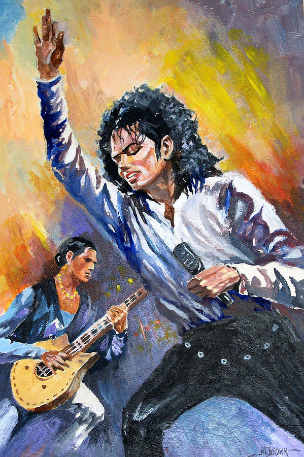 Michael Jacksn in concert Painting by Al Brown