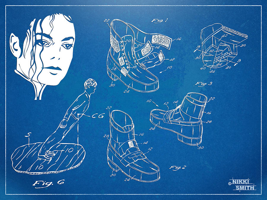 Michael Jackson Anti-Gravity Shoe Patent Artwork Digital Art by Nikki Marie Smith