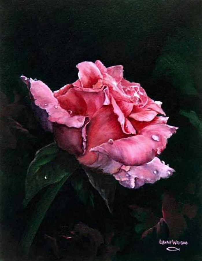 Micheles Rose Painting by Lynne Wright
