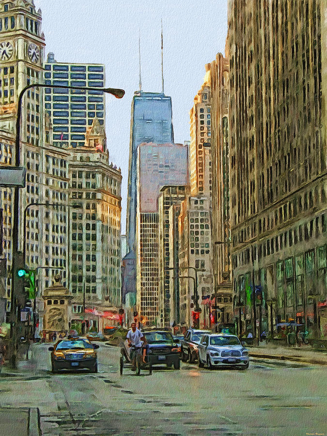 Chicago Digital Art - Michigan Avenue by Vladimir Rayzman