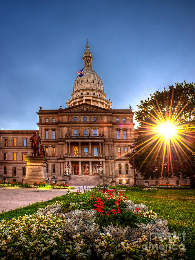 Architecture Photograph - Michigan Capitol - HDR - 2 by Larry Carr