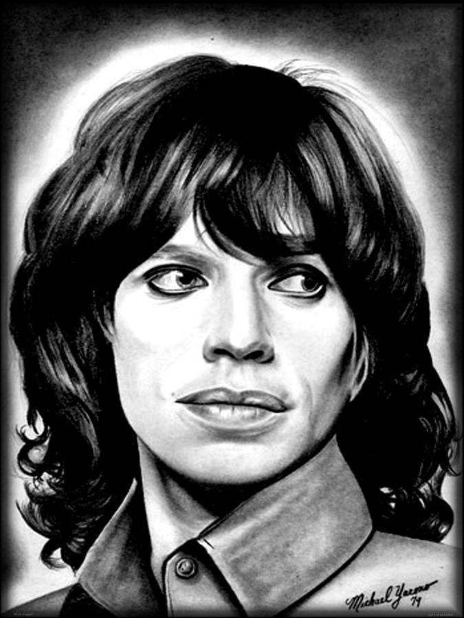 Music Drawing - Mick Jagger by Michael Yacono