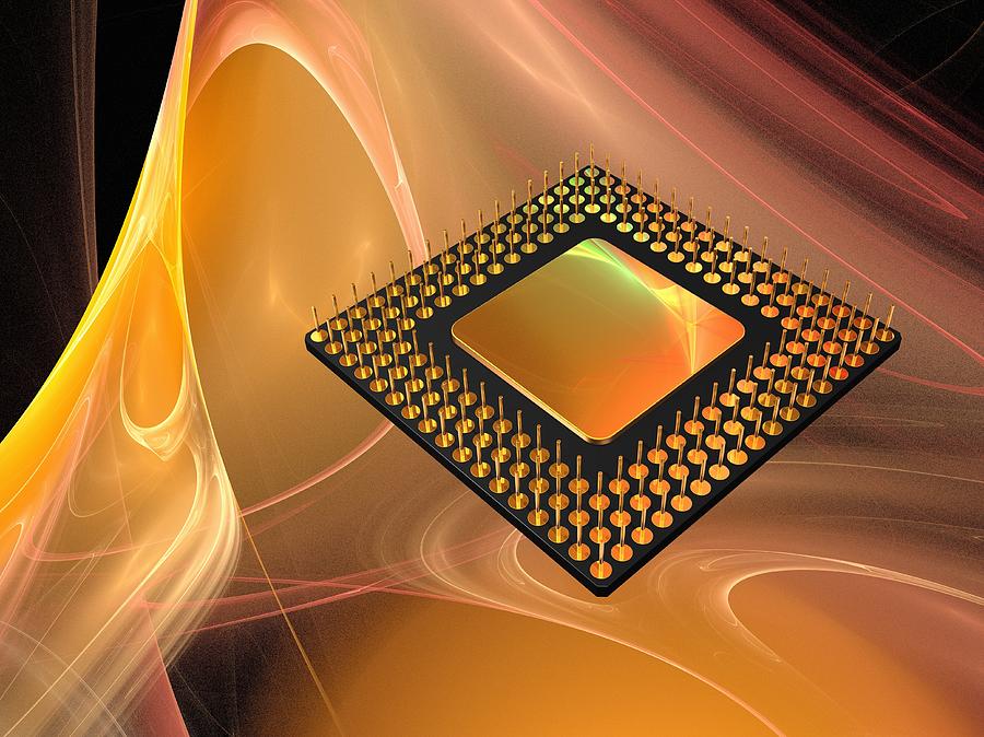 Microprocessor Chip, Artwork Digital Art by Laguna Design
