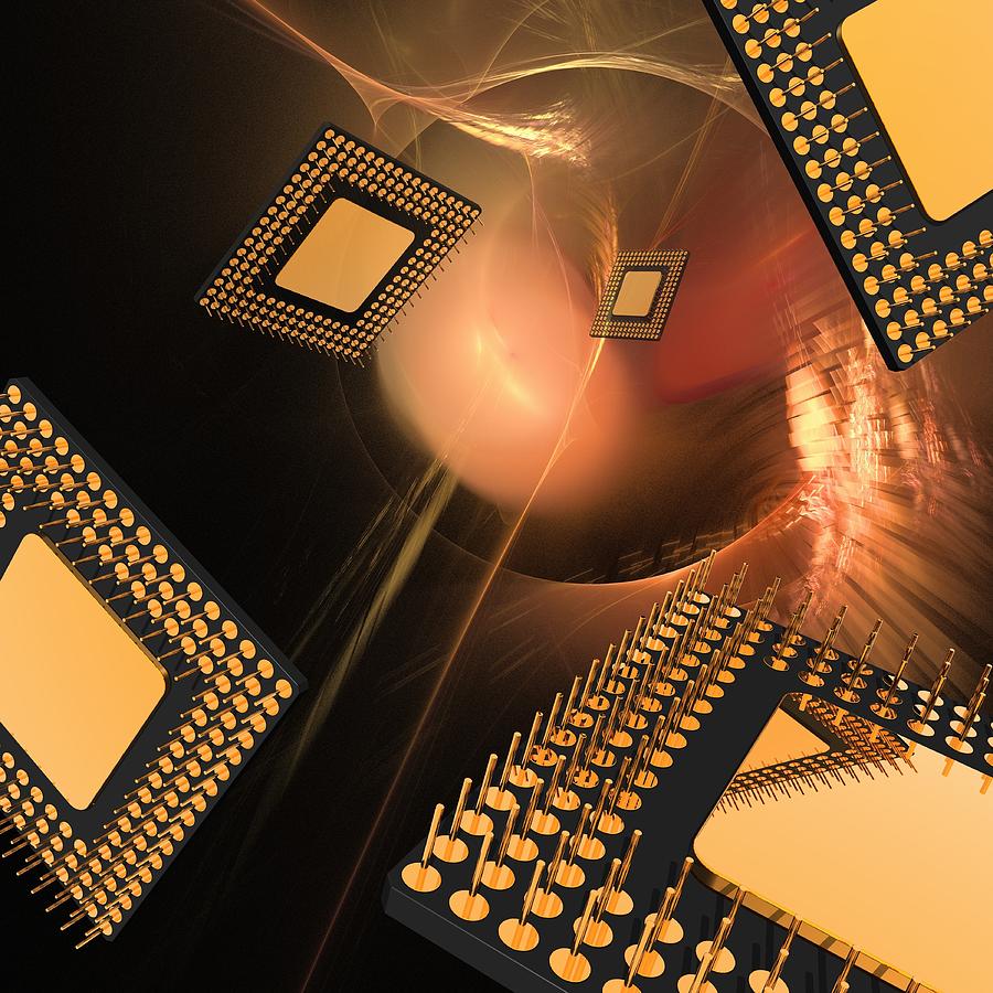 Microprocessor Chips, Artwork Digital Art by Laguna Design