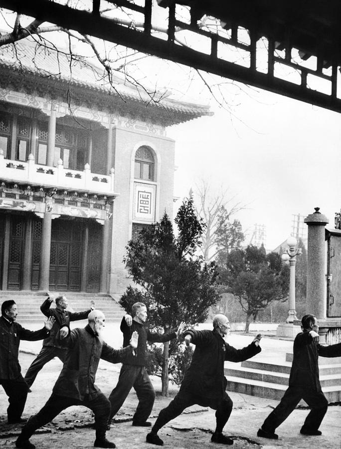 Architecture Photograph - Middle-aged Chinese Men Practice Tai by Everett