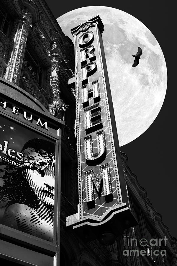 Halloween Movie Photograph - Midnight at The Orpheum - San Francisco California - 5D17991 - Black and White by Wingsdomain Art and Photography