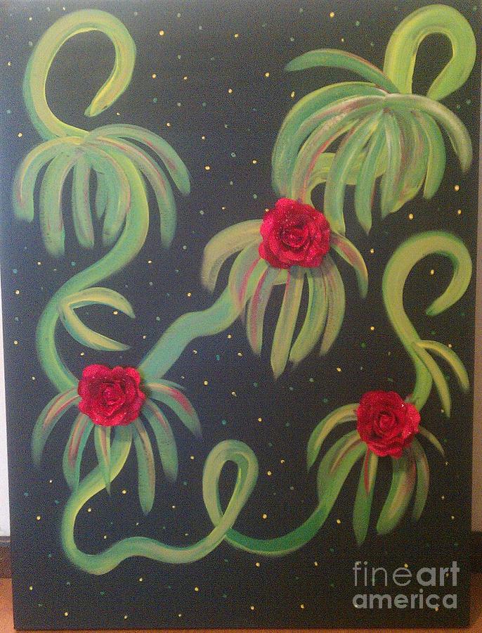 Flower Painting - Midnight Blooms Popper by Nick  