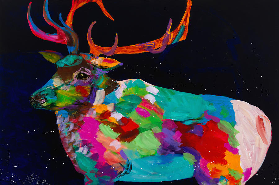 Wildlife Painting - Midnight Elk by Tracy Miller