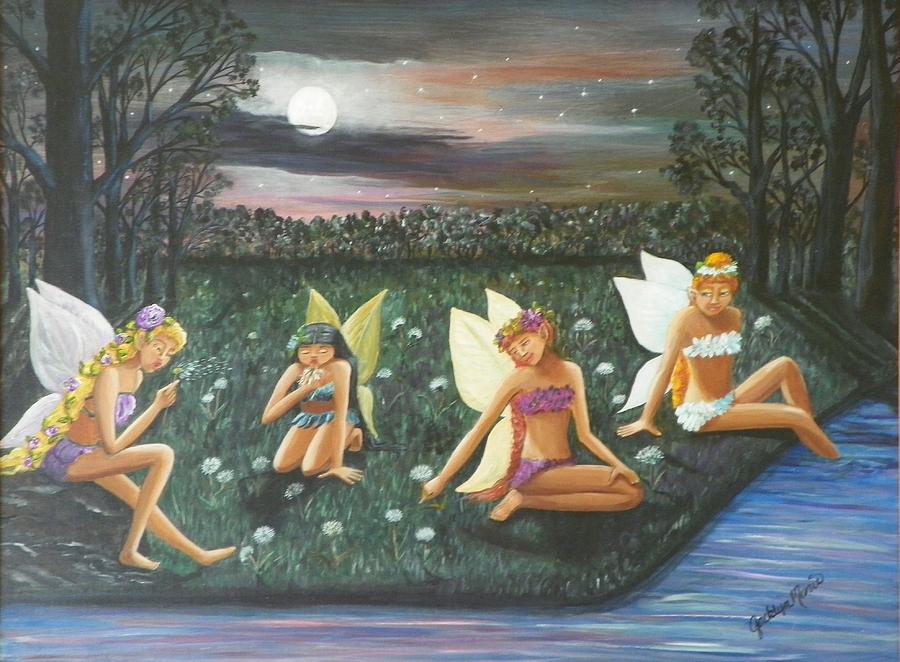 Fairy Painting - Midnight Fairies by Jacklyn Marie Adelfio