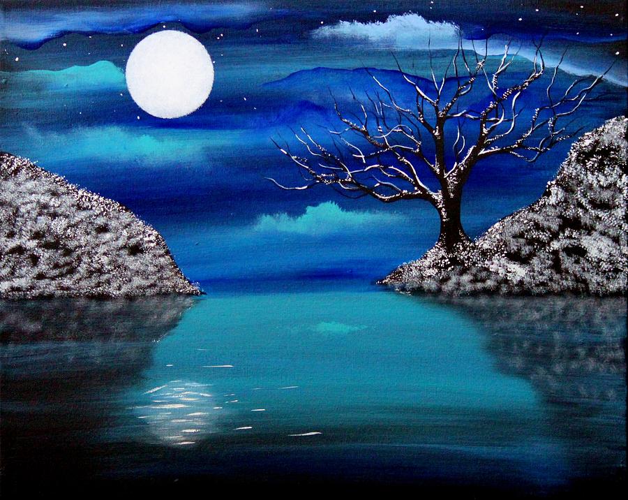 midnight scenery painting