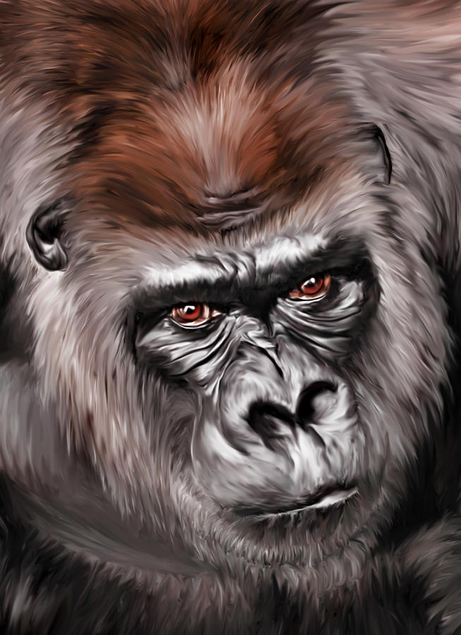 Gorilla Digital Art - Mighty Joe by Julie L Hoddinott