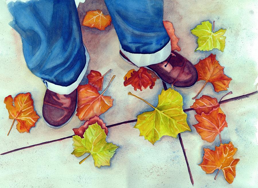 Fall Painting - Mikeys New Shoes by Gerald Carpenter