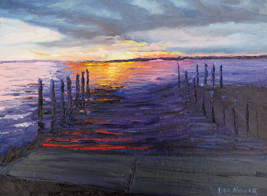 Sunset Painting - Mikeys Sunset by Lea Novak