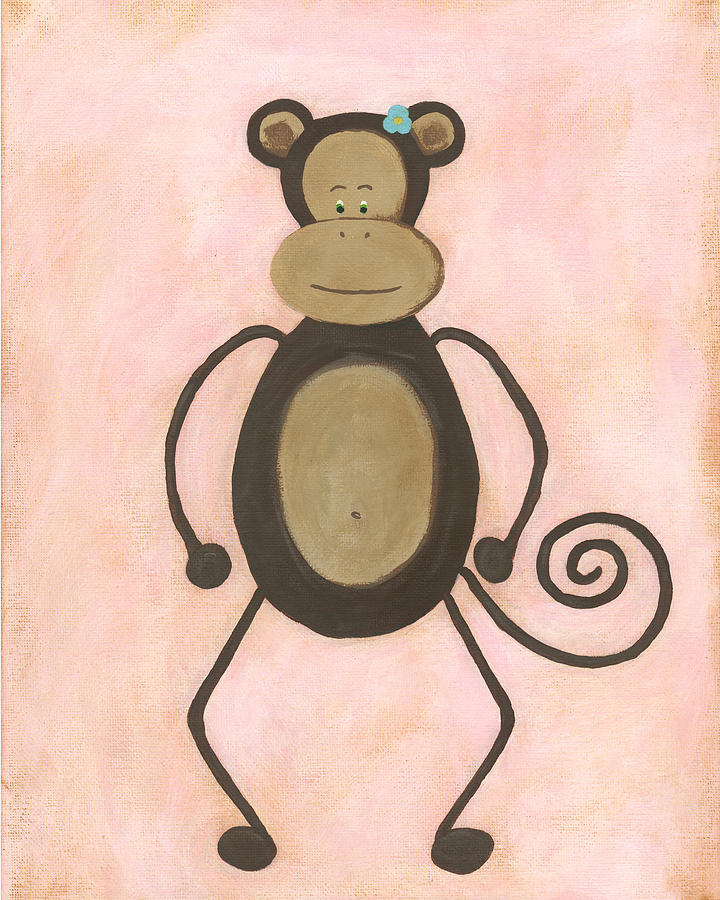 Jungle Painting - Mildred Monkey Nursery Art by Katie Carlsruh