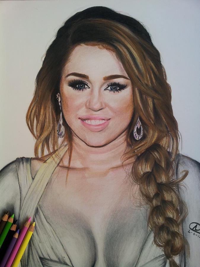 Miley Cyrus Drawing By Akshay Nair