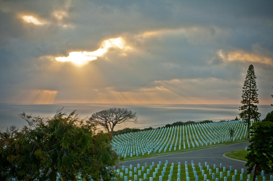 Military Cemetery at Sunset Photograph by Anthony Doudt