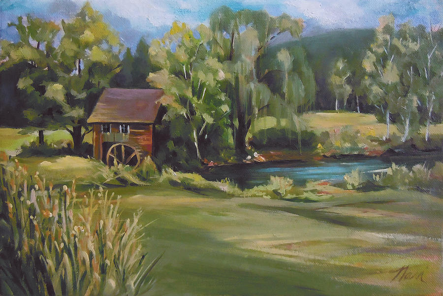 Mill by the Stream Painting by Nancy Griswold