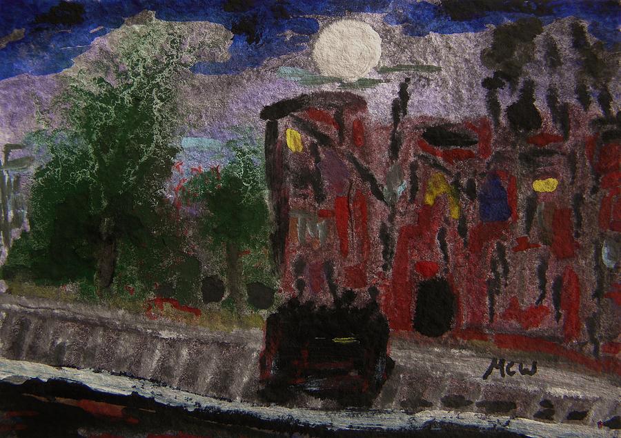 Mill Coal and Moon Painting by Mary Carol Williams
