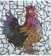 Rooster Glass Art - Mille by Joetta Currie