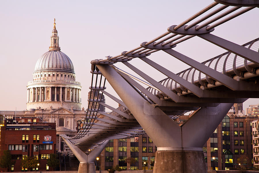 Millennium Bridge and St. Pauls Cathedral I Photograph by Adam Pender
