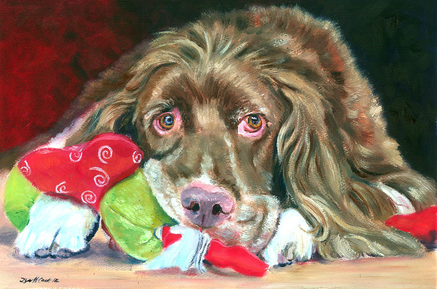 Toy Painting - Mine - Brittany Spaniel by Lyn Cook