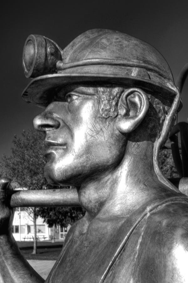Miner Statue Monochrome Photograph by Steve Purnell
