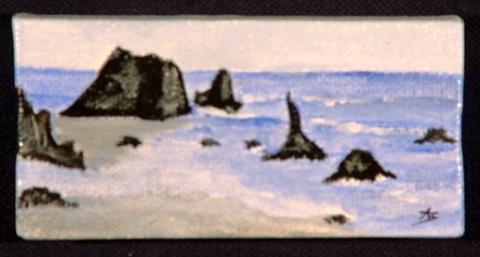 Miniature. Oregon. Seascape Painting by Antonella Manganelli