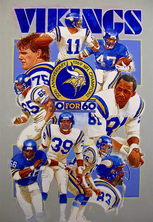 Minnesota Vikings 20th Anniversary  Painting by Cliff Spohn