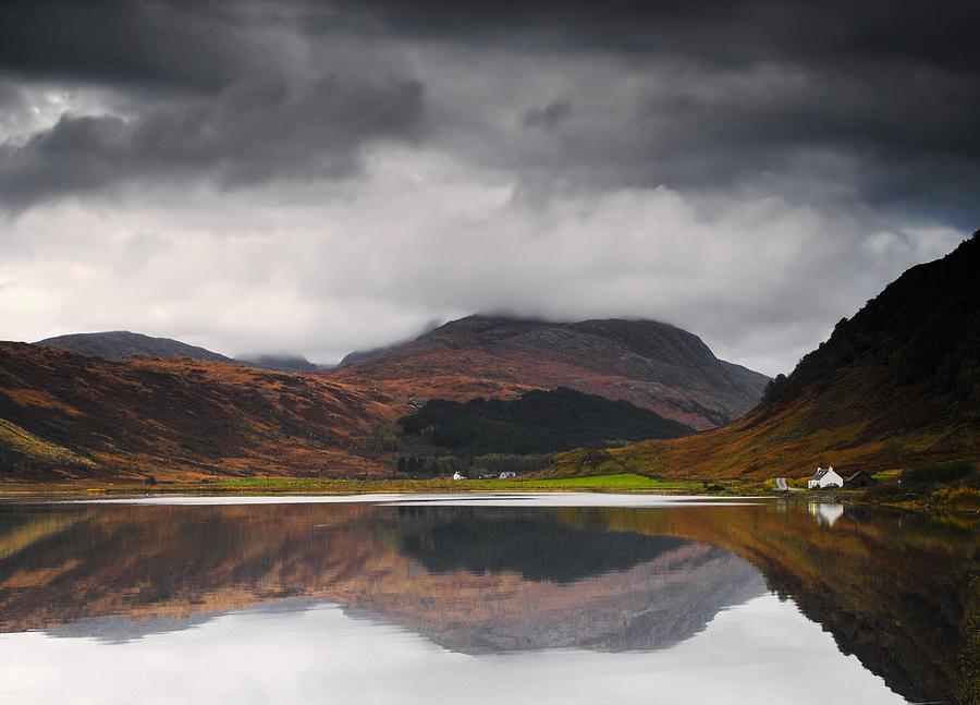 Mirror Image Of Land In The Water, Loch Photograph by John Short - Fine ...