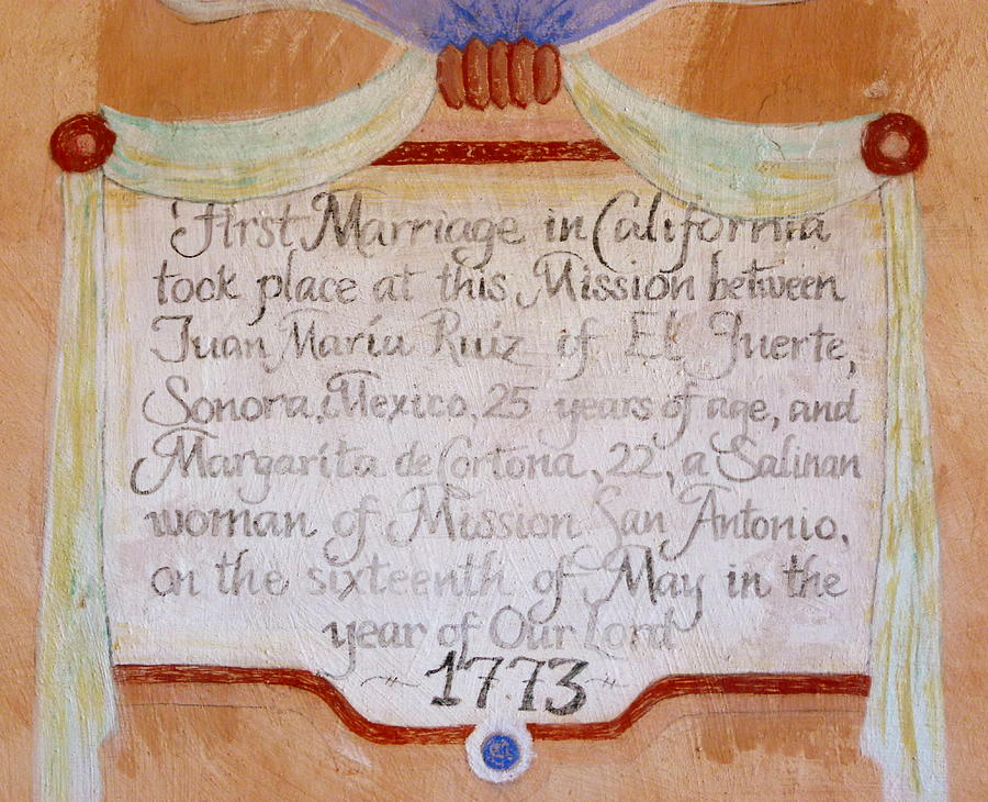 Mission San Antonio Marriage Sign Photograph by Jeff Lowe