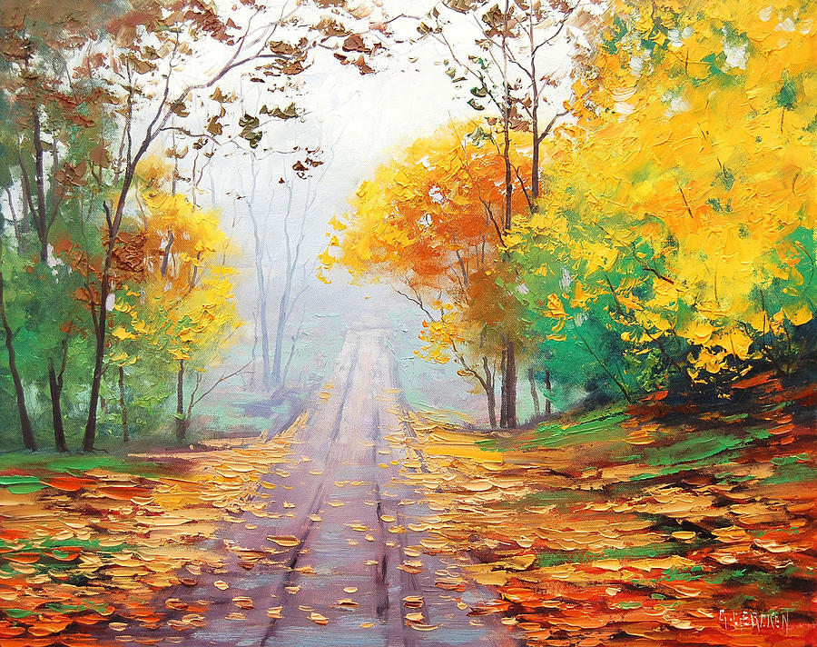 Misty Autumn Road Painting by Graham Gercken - Fine Art America