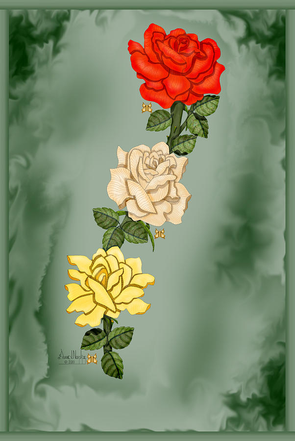Misty Green Roses Painting