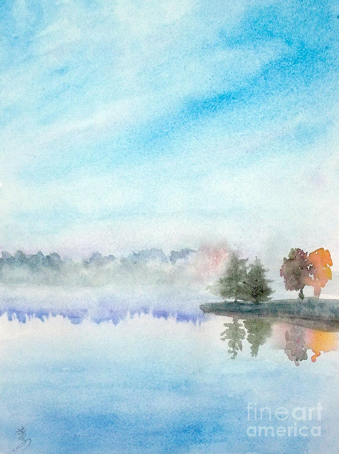 Misty Lake Painting by Yoshiko Mishina